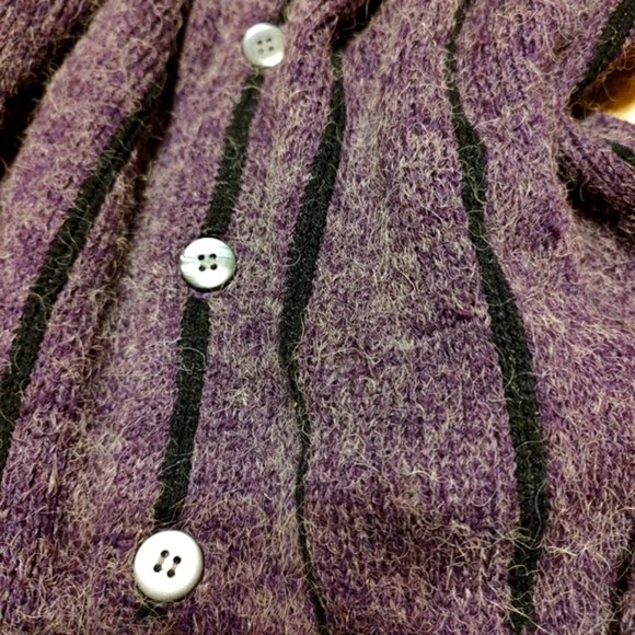 💜Awesome RARE 80's Authentic Purple & Black Mohair Longline Tunic Cardigan - L - Picture 8 of 16